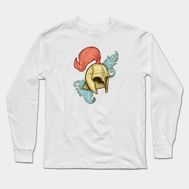 Medieval knight helmet Long Sleeve T-Shirt by romulofq